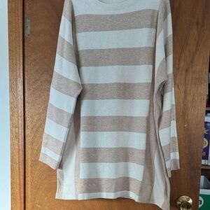 J. Jill Beige and White Striped Sweater
